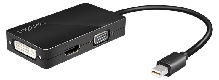 Adapter LogiLink DisplayPort mini-DP-m/VGA-f HDMI-f DVI-f