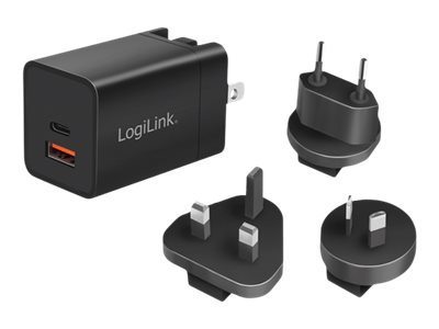 Netzgerät LogiLink USB-C/A schwarz 5V-20VDC 30W PD GaN