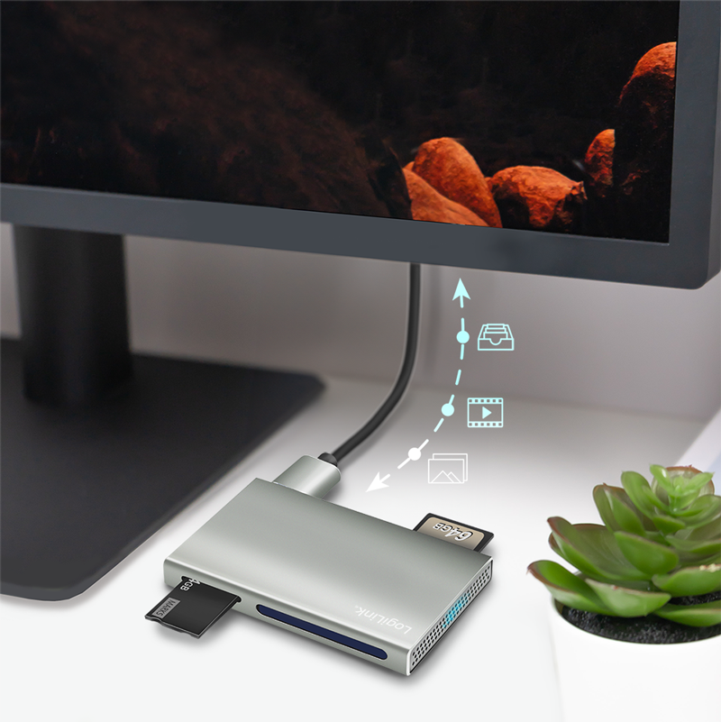 Kartenleser LogiLink 5-in-1 USB3.2 extern silber Metall