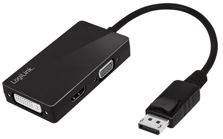 Adapter LogiLink DisplayPort DP-m/VGA-f HDMI-f DVI-D-f 4K