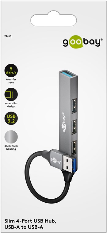 USB-Hub Goobay USB Type-A 4-Port USB3.0/2.0 grau