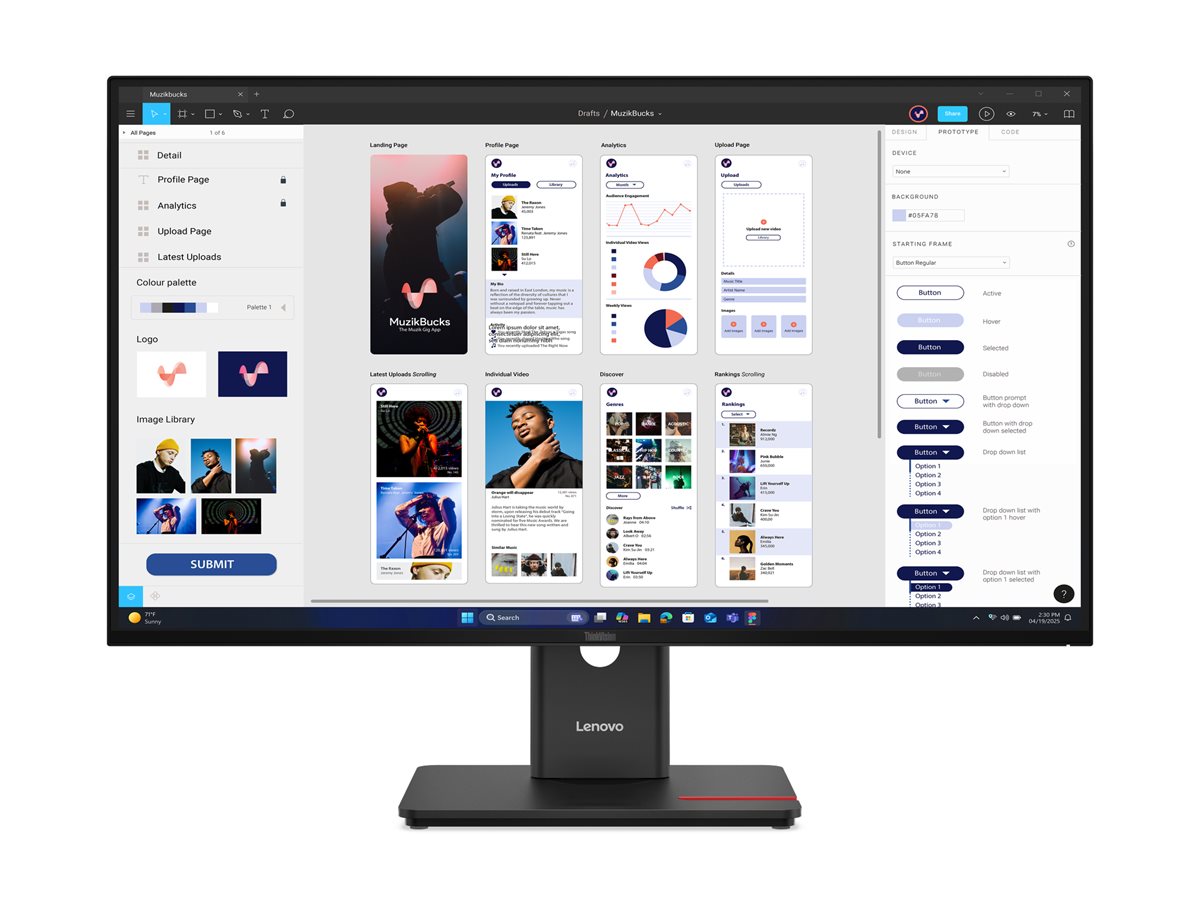TFT-Monitor Lenovo ThinkVision T32UD-40 (32-Zoll) UHD 4K