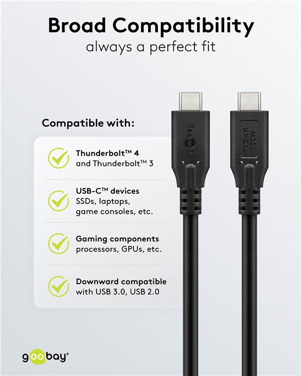USB-Kabel Goobay USB3.2 Type-C m/m 3,0m 100W 10GBit/s