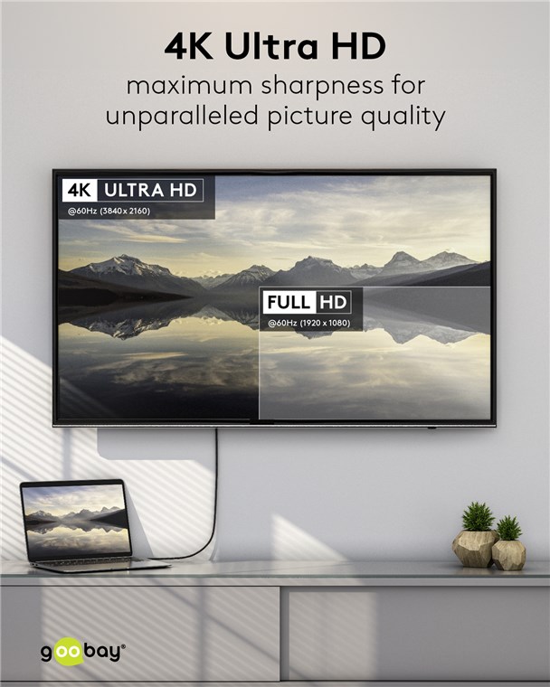 DisplayPort-Kabel Goobay Plus DP-m/HDMI-A-m 5,0m DP1.2