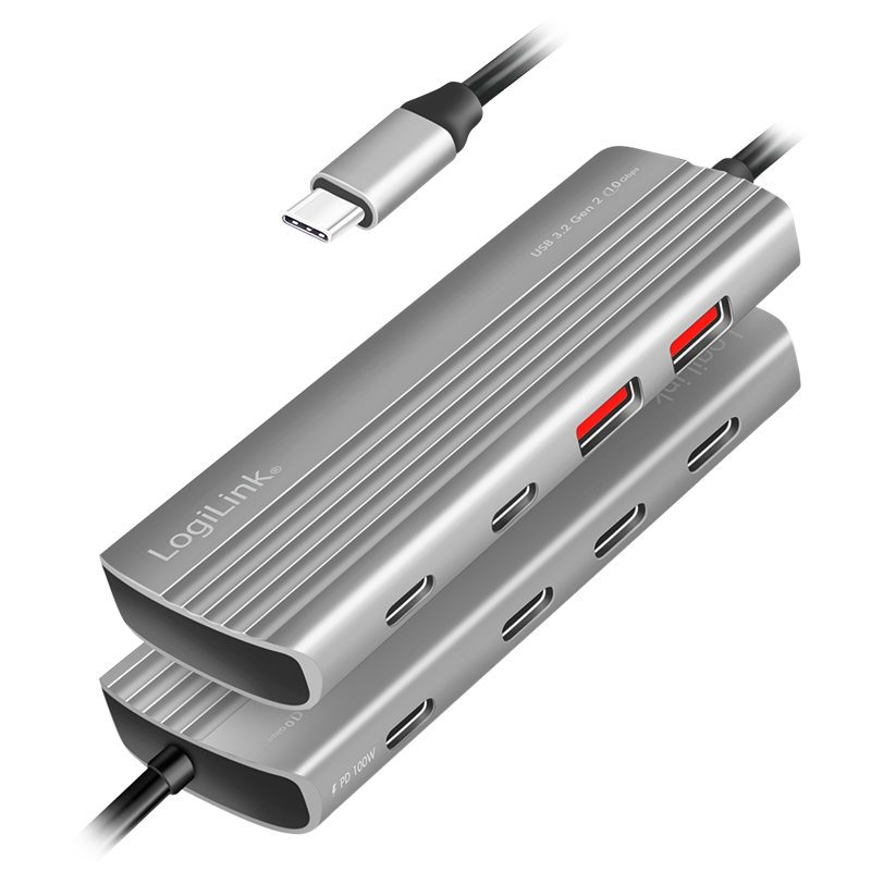 USB-Hub LogiLink Type-C 7-Port USB3.2 grau PD 100W