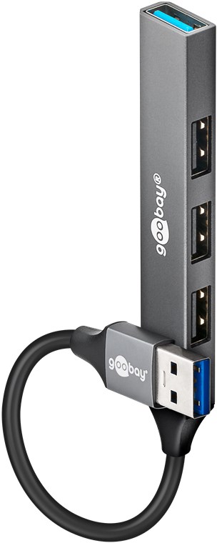 USB-Hub Goobay USB Type-A 4-Port USB3.0/2.0 grau