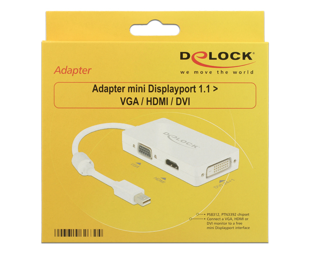 Adapter DeLock DisplayPort mini-DP-m/VGA-f HDMI-f DVI-D-f