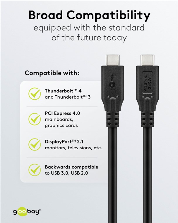 USB-Kabel Goobay USB4 Type-C m/m 0,5m 240W 40GBit/s