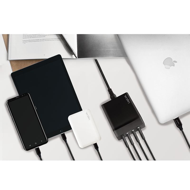 USB-Netzteil LogiLink 1xUSB-C 3xUSB-A 72W PD schwarz