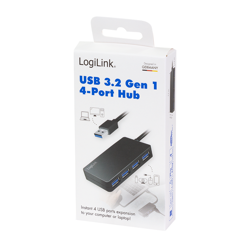 USB-Hub LogiLink Type-A 4-Port USB3.2 schwarz