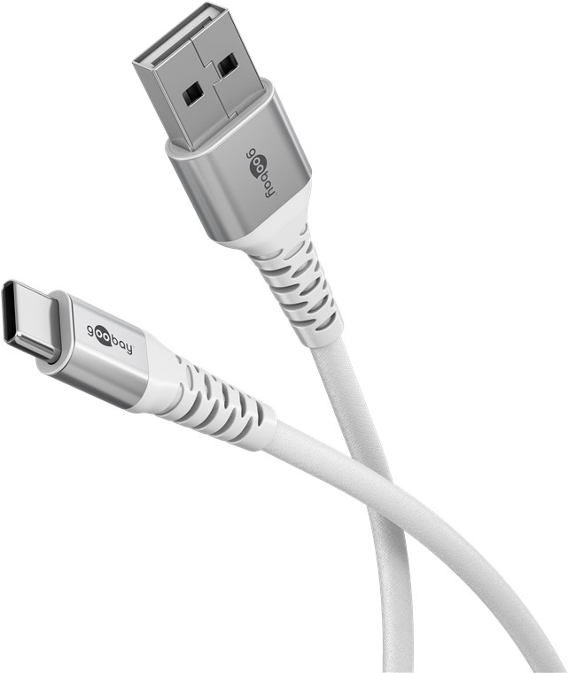 USB-Kabel Goobay USB2.0 Textil A-m/Type-C-m 2,0m 60W weiß