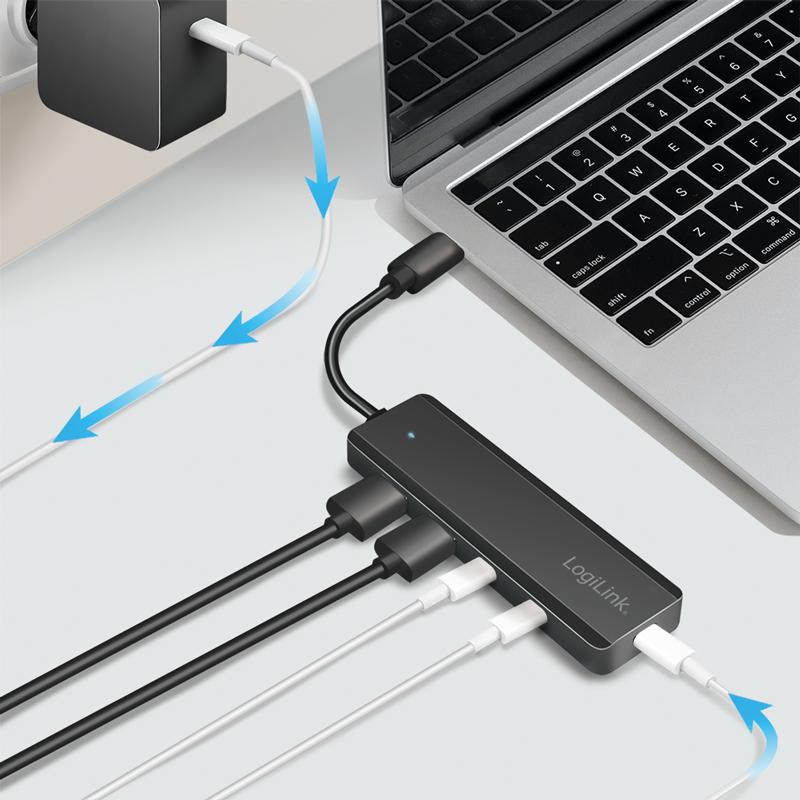 USB-Hub LogiLink Type-C 4-Port USB3.2 schwarz 10GBit/s