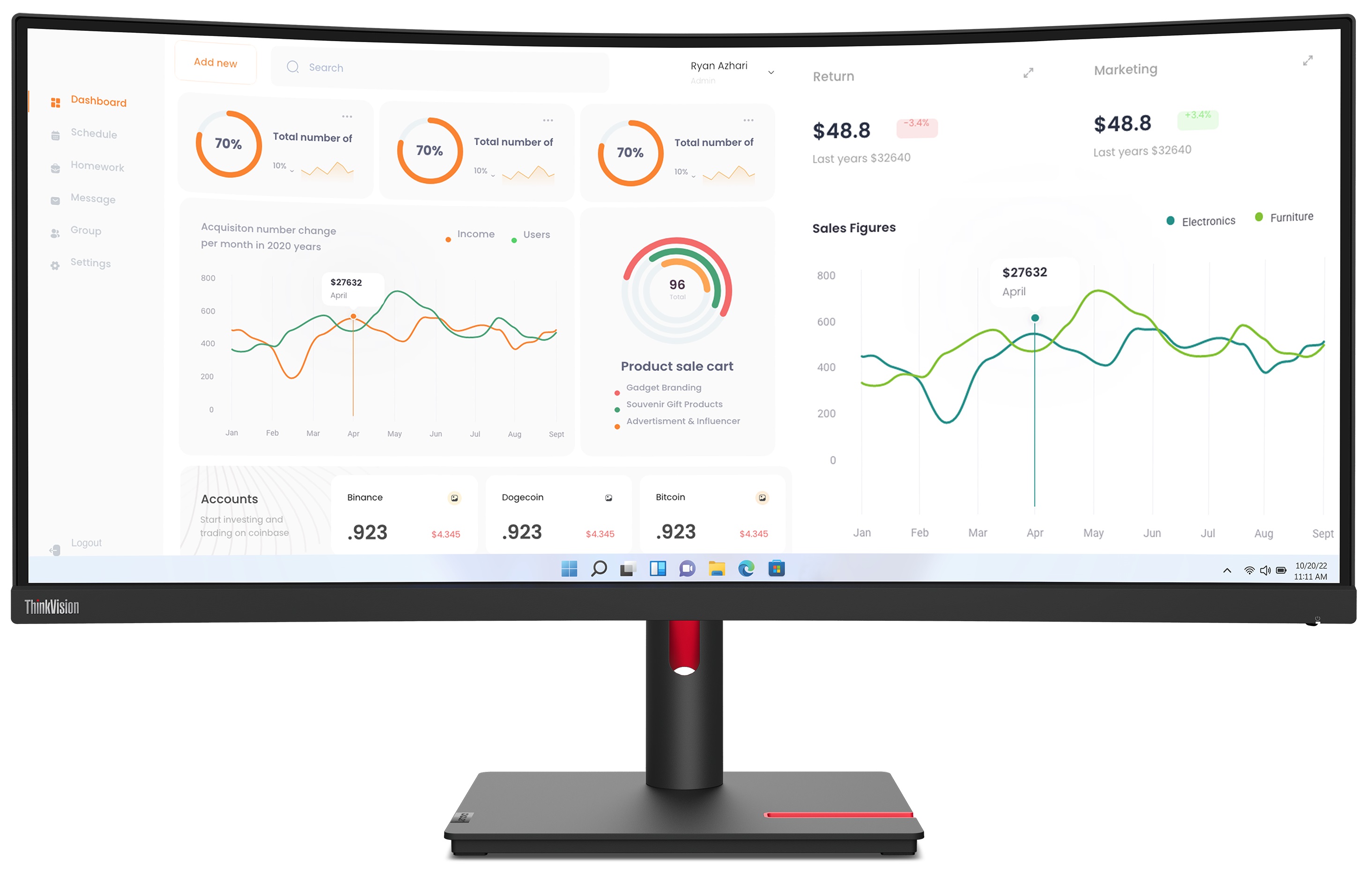 TFT-Monitor Lenovo ThinkVision T34w-30 86cm(34-Zoll) UWQHD VA