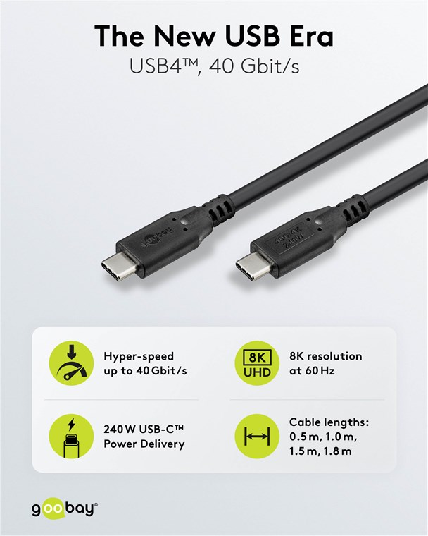 USB-Kabel Goobay USB4 Type-C m/m 0,5m 240W 40GBit/s