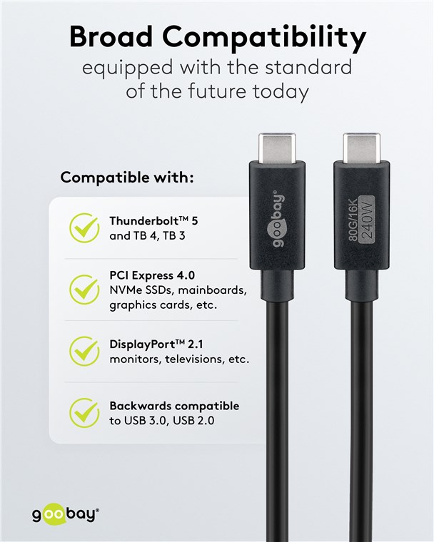 USB-Kabel Goobay USB4 Type-C m/m 1,2m 240W 80GBit/s