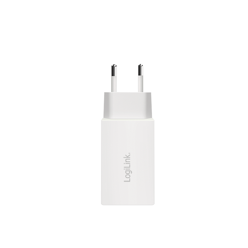 USB-Netzteil LogiLink 2xUSB-C 65W PD GaN weiß