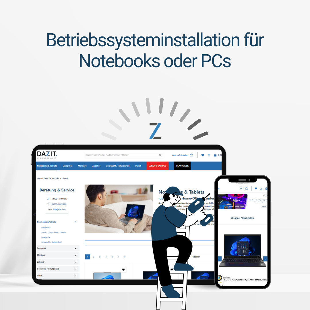 Betriebssysteminstallation für Notebooks oder PCs