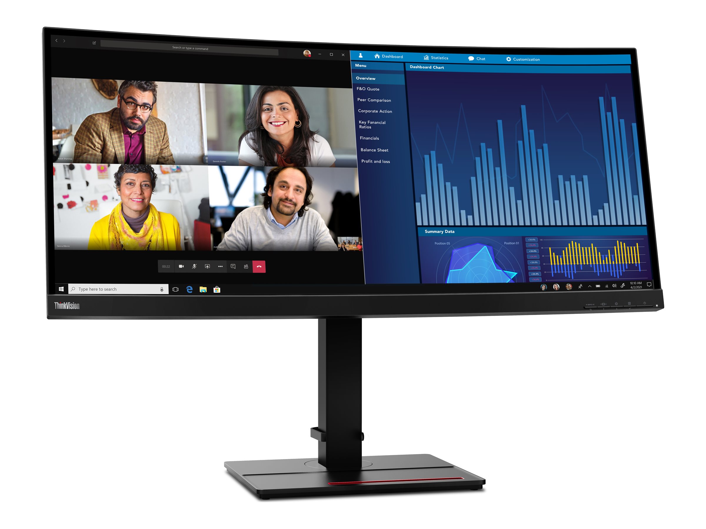 TFT-Monitor Lenovo ThinkVision P34w-20 (34-Zoll) UWQHD IPS