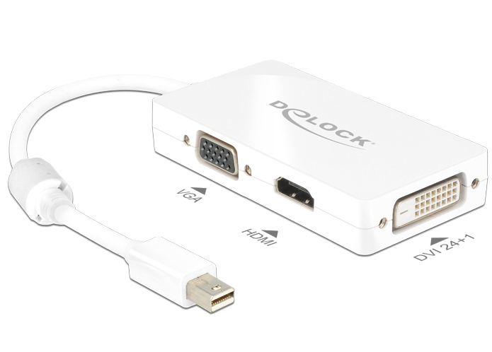 Adapter DeLock DisplayPort mini-DP-m/VGA-f HDMI-f DVI-D-f