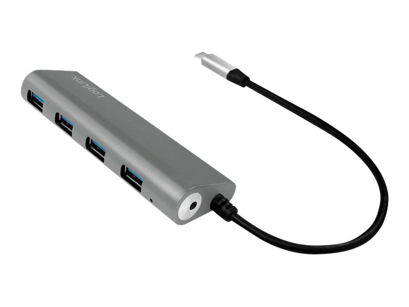 USB-Hub LogiLink USB Type-C 4-Port USB3.0 silber Metall