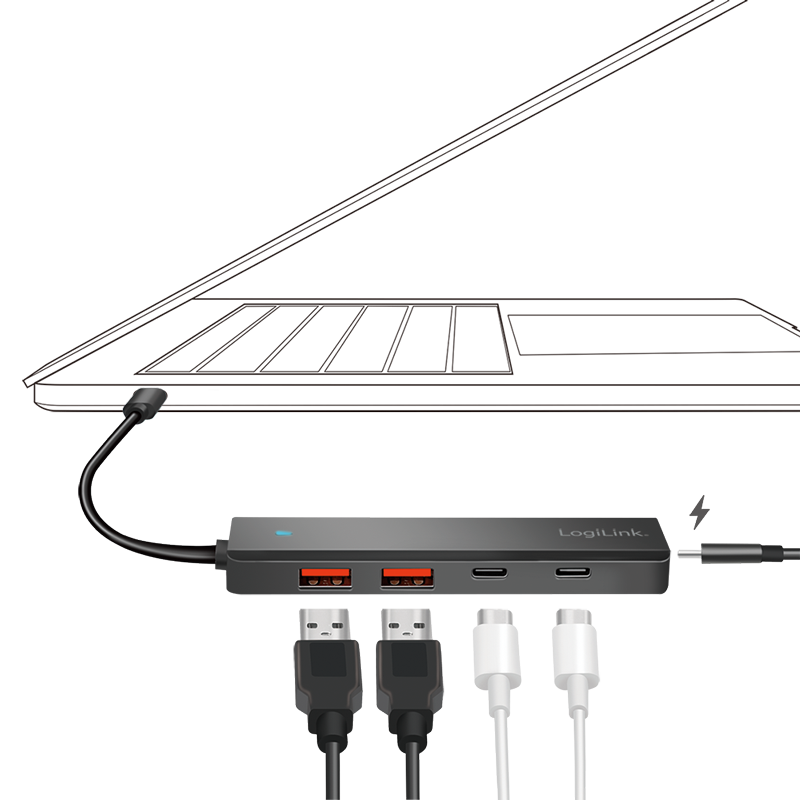 USB-Hub LogiLink Type-C 4-Port USB3.2 schwarz 10GBit/s