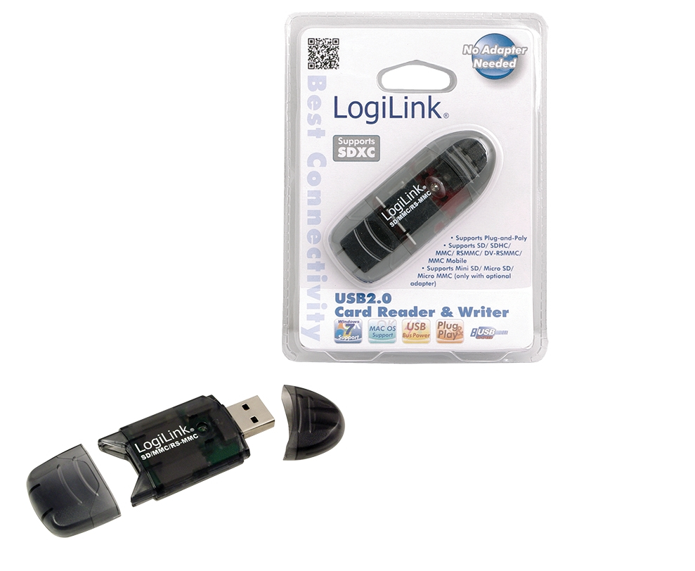 Kartenleser LogiLink USB-Stick für SDHC/MMC/RS-MMC schwarz