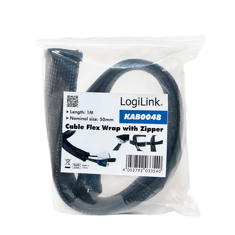 Kabelmanagement LogiLink Kabel strumpf 1,0m 35-50mm Reißvers.