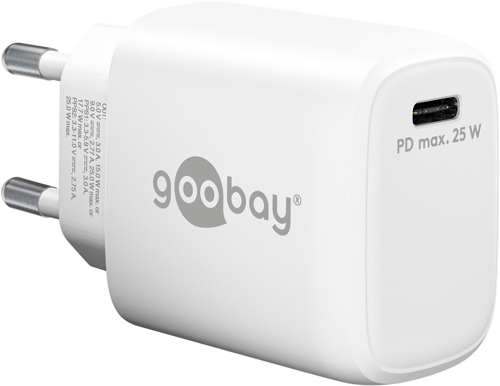 Netzgerät Goobay USB-C weiß 3,3V-11VDC 25W PowerDelivery