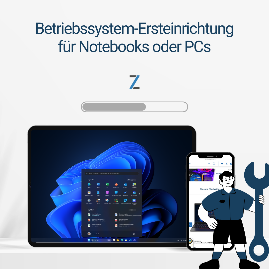 Betriebssystem-Ersteinrichtung für Notebooks oder PCs