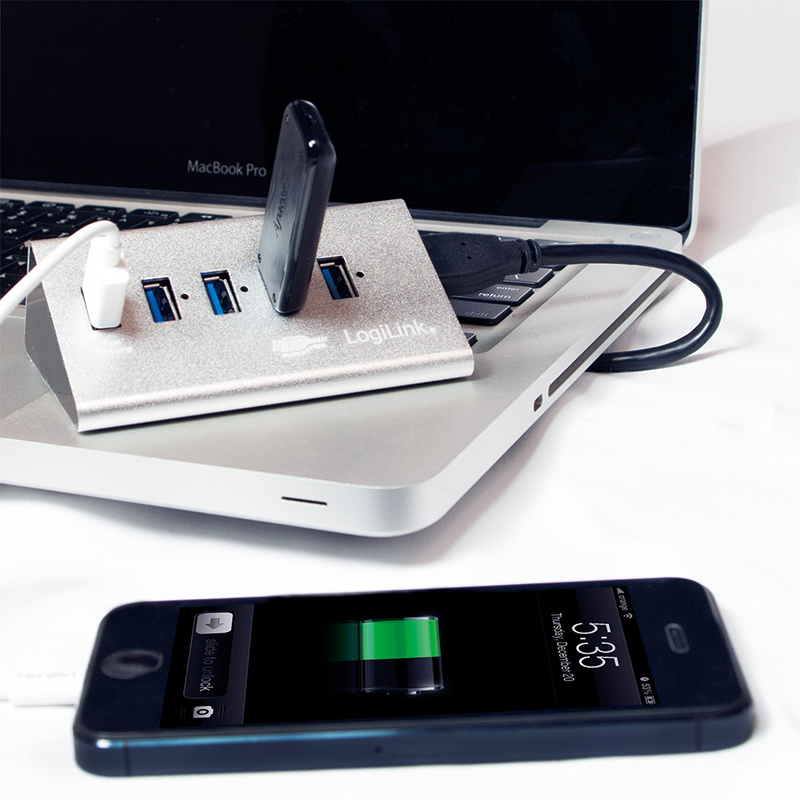 USB-Hub LogiLink 4-Port USB3.0 silber