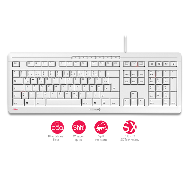 Tastatur Cherry Stream USB weiß/grau