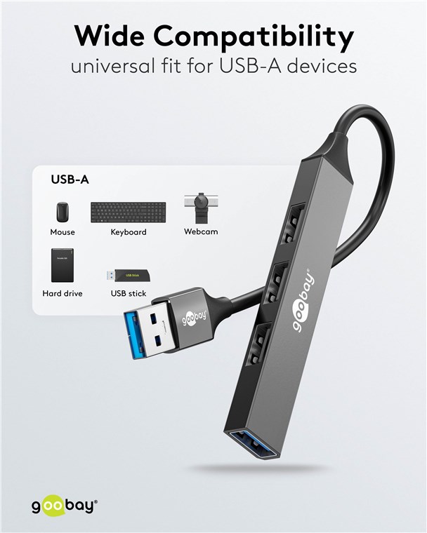 USB-Hub Goobay USB Type-A 4-Port USB3.0/2.0 grau