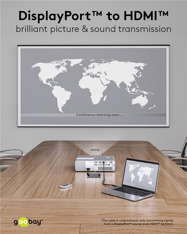 DisplayPort-Kabel Goobay Plus DP-m/HDMI-A-m 5,0m DP1.2