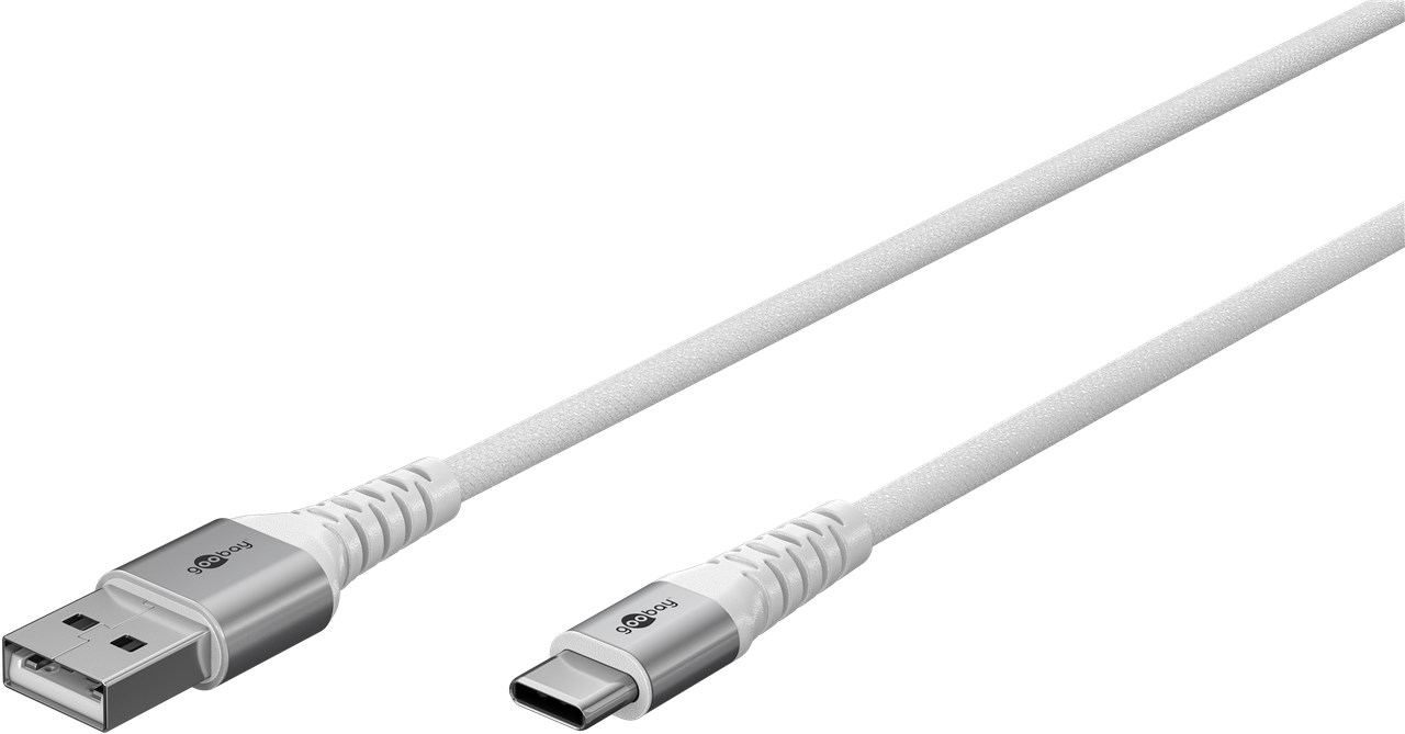 USB-Kabel Goobay USB2.0 Textil A-m/Type-C-m 2,0m 60W weiß