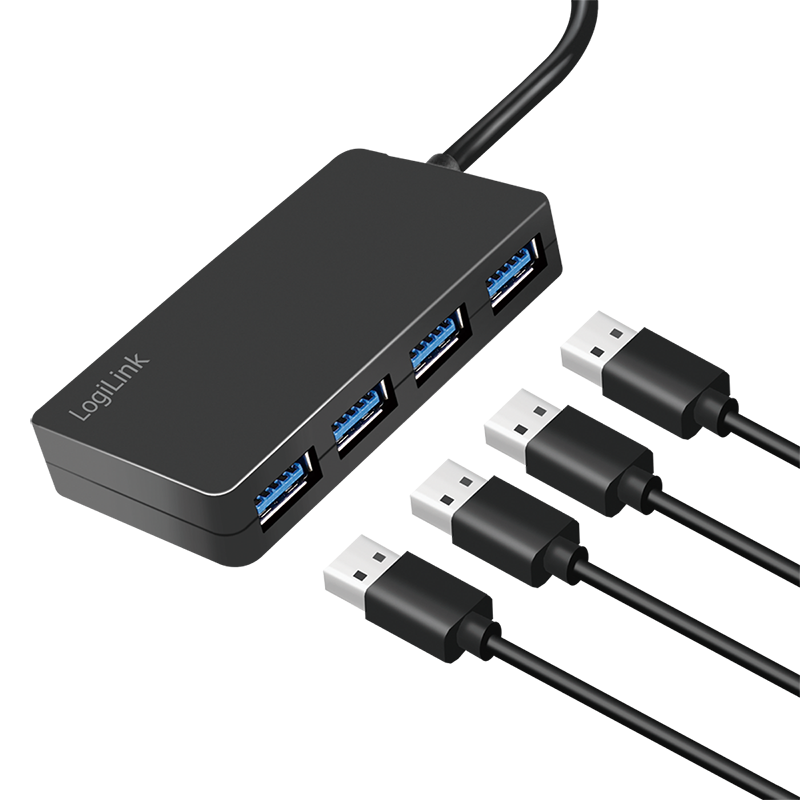 USB-Hub LogiLink Type-A 4-Port USB3.2 schwarz