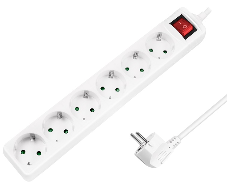 Steckdosenleiste LogiLink weiß 6xSchutzko 1,4m-Kabel Schalter