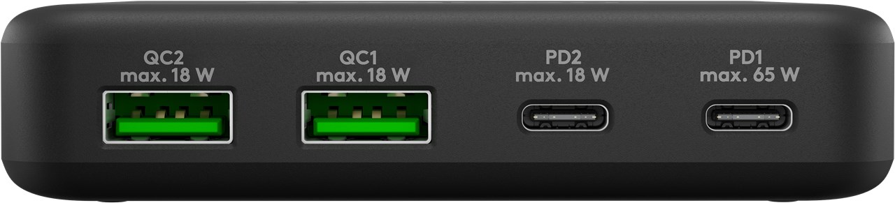 USB-Netzteil Goobay 2xUSB-C 2xUSB-A 65W PD GaN schwarz