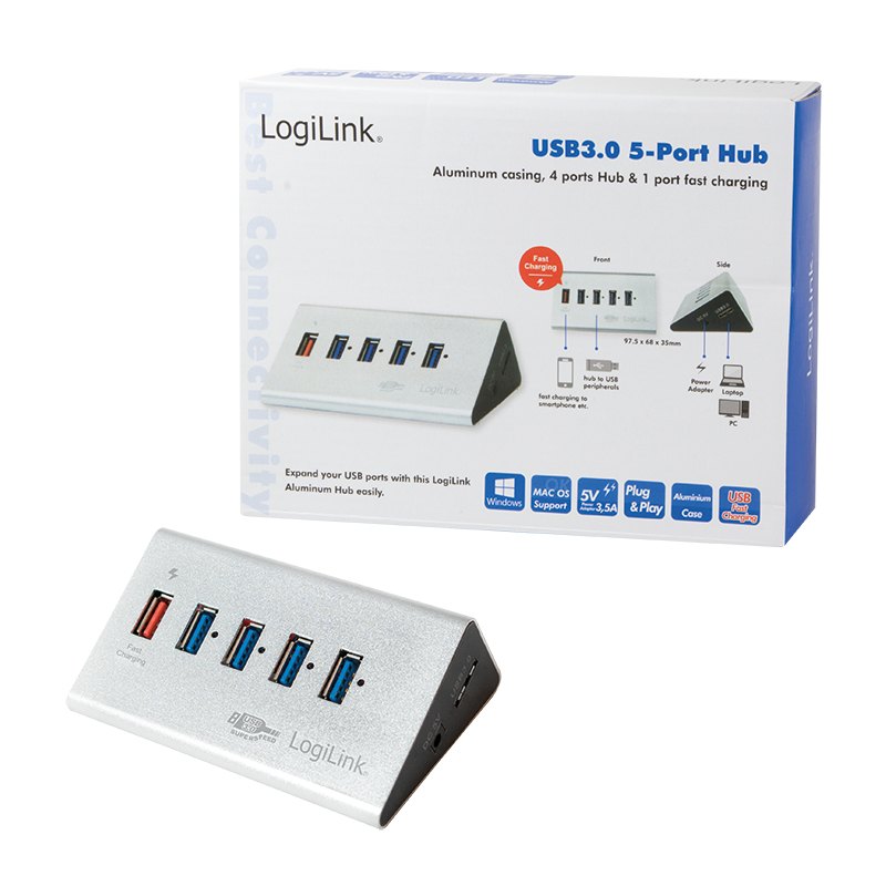 USB-Hub LogiLink 4-Port USB3.0 silber