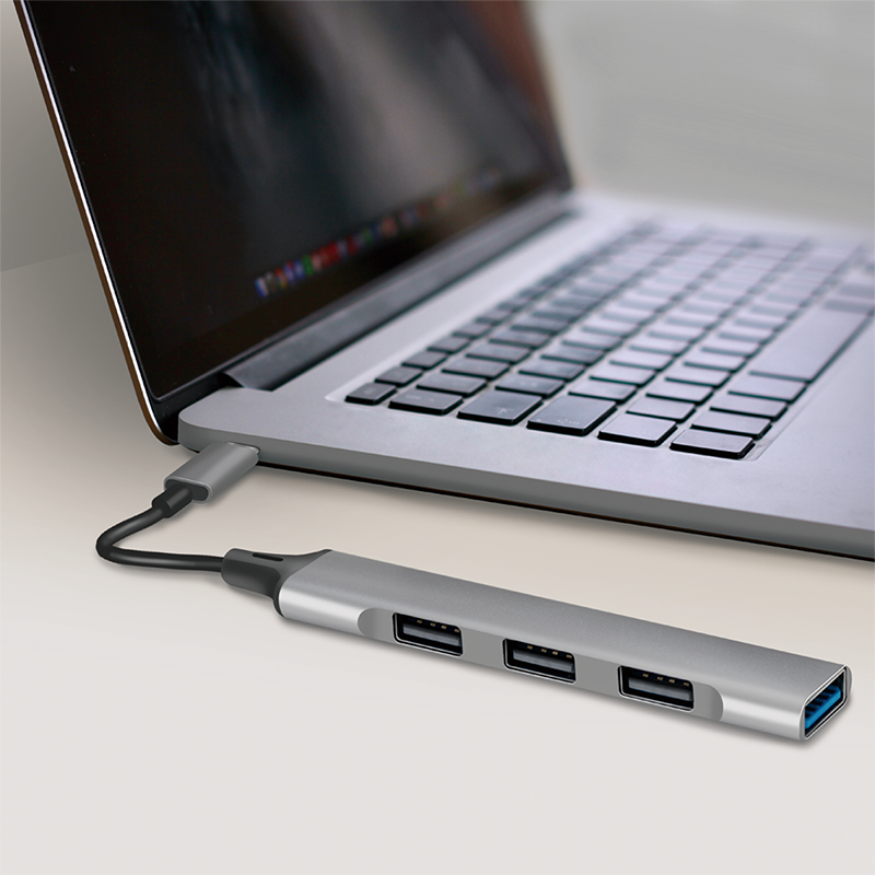 USB-Hub LogiLink USB Type-C 4-Port USB3.2 silber Metall