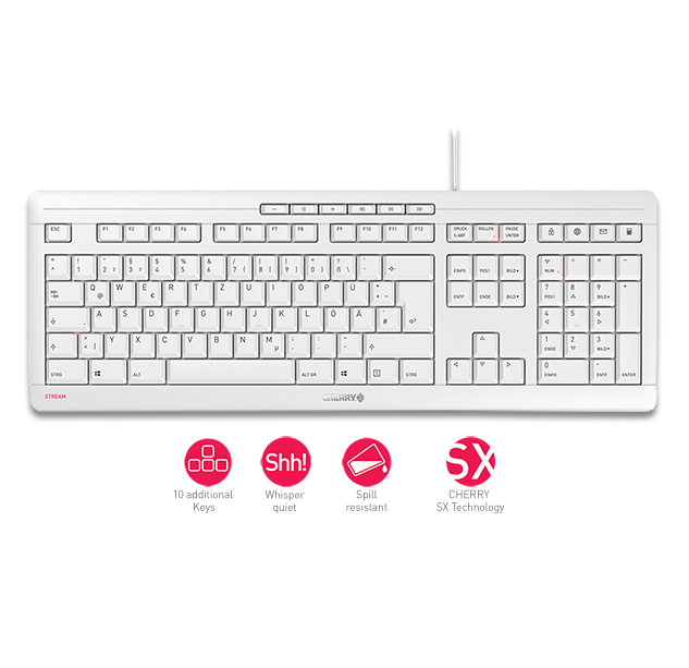 USB Tastatur Cherry Eingabegeräte by | DAZIT Stream Zubehör | weiß/grau | Zimmermann-IT