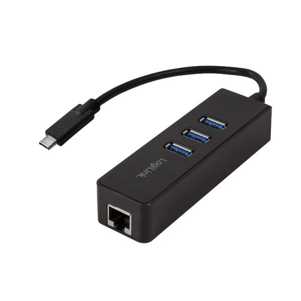 USB-Hub LogiLink USB Type-C 3-Port USB3.0 + RJ45 GBit-LAN