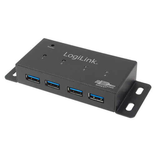 USB-Hub LogiLink 4-Port USB3.0 schwarz Metall
