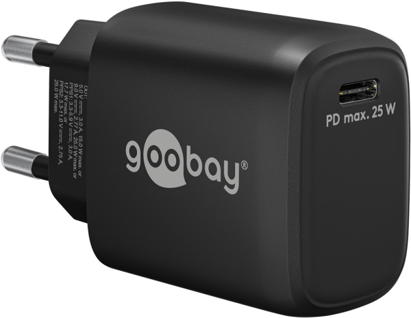 Netzgerät Goobay USB-C schwarz 3,3V-11VDC 25W Power Delivery