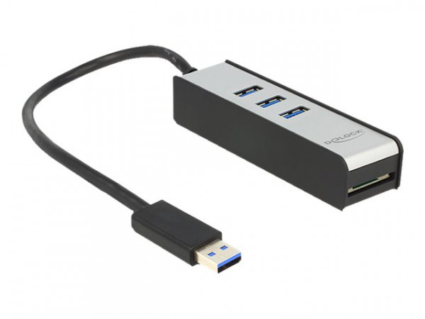 USB-Hub DeLock 3-Port USB3.0 schwarz/silber